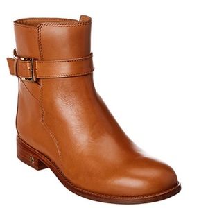 Tory Burch Brooke Ankle Calf Booties Tan Leather